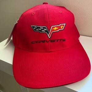 C6 CORVETTE RED SANDWICH BRIM FLEX HAT - RED NWT - ONE SIZE